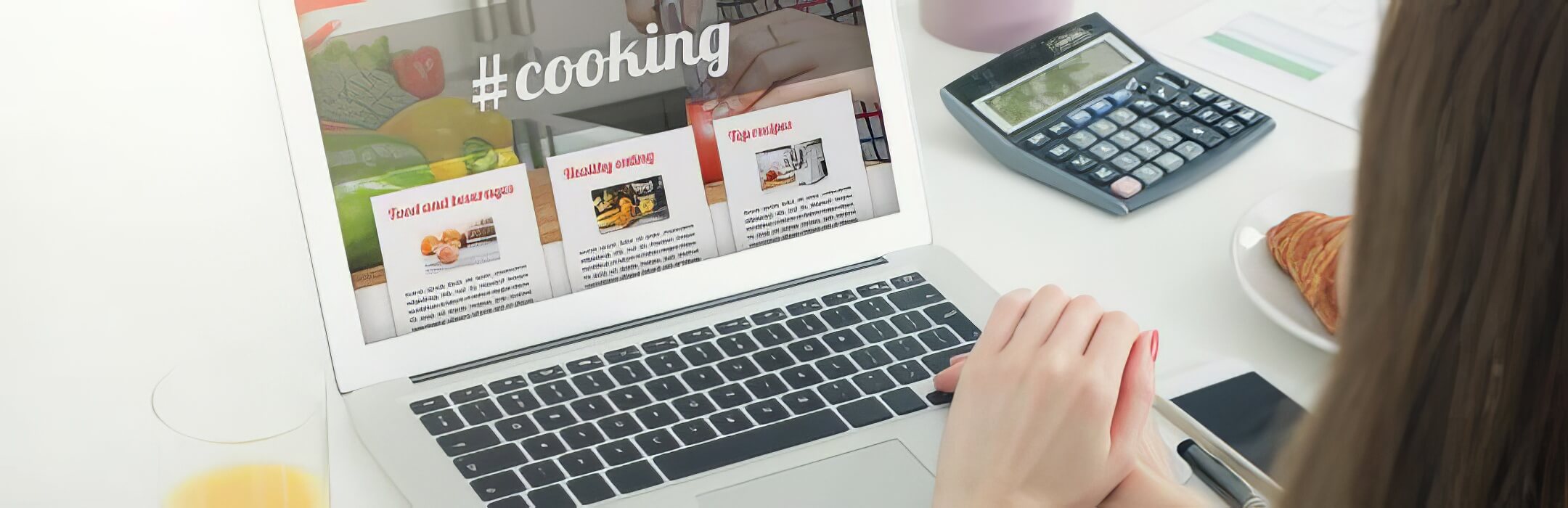 Person browsing a cooking website