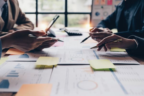 marketing plans laid out on the table