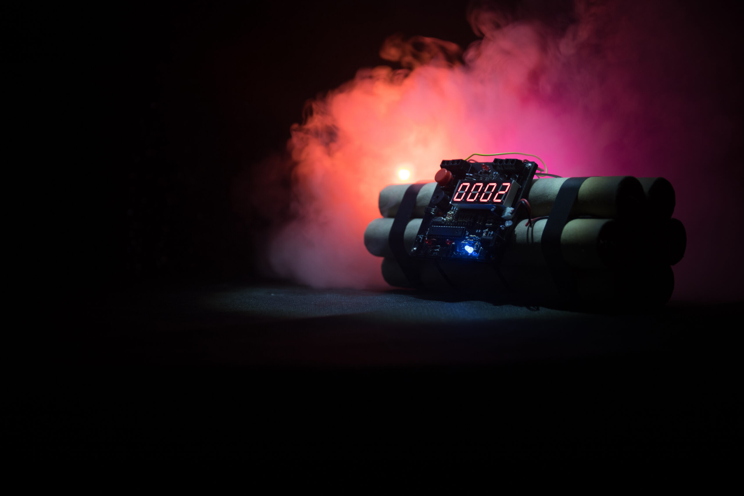 Image of a time bomb against dark background
