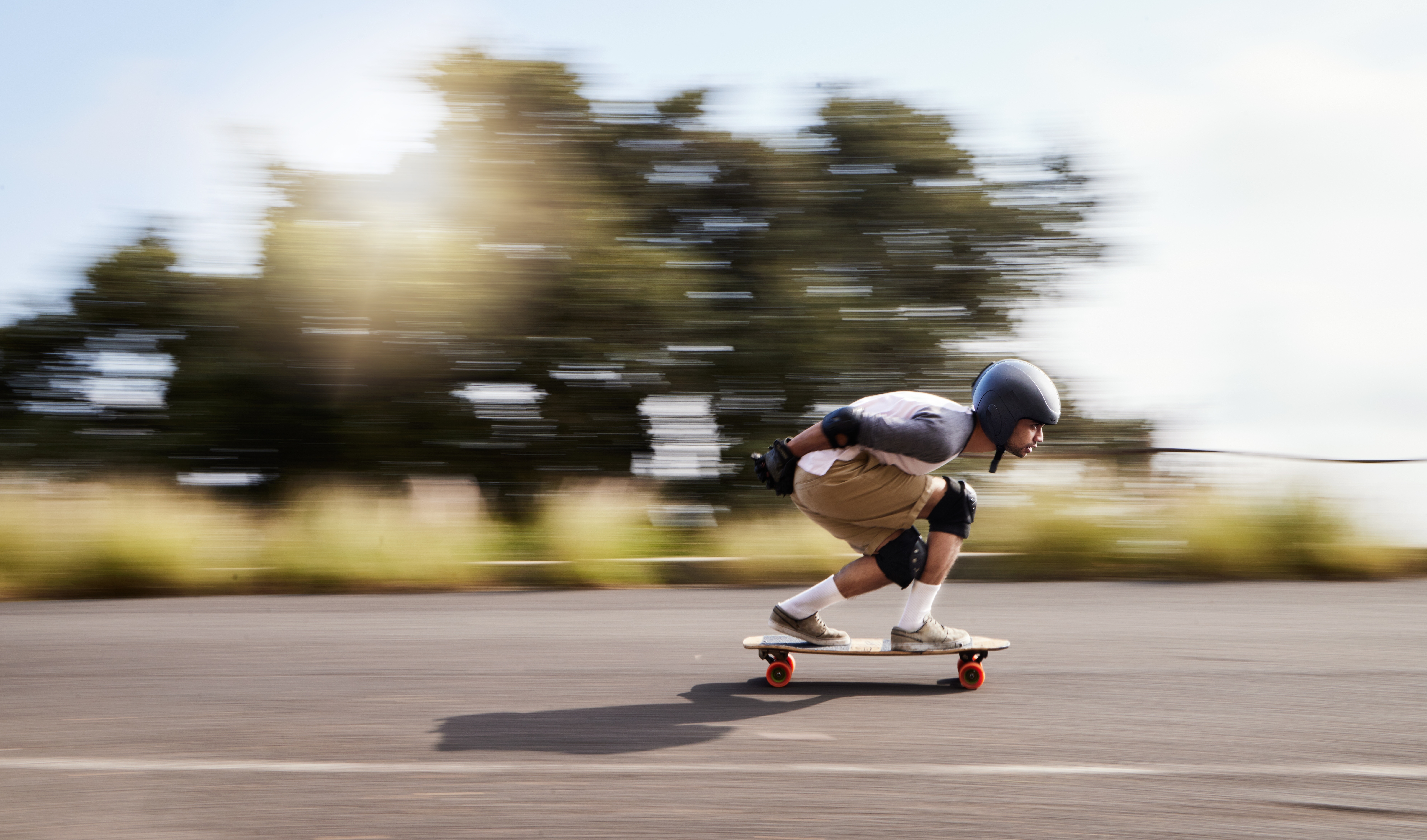 mountain with man in road for speed